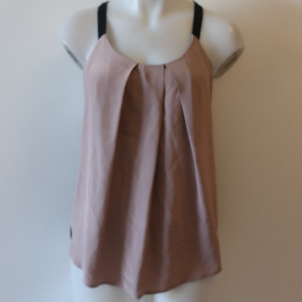 WOMENS LA MADE NUDE BLACK SILK RACERBACK TOP S *